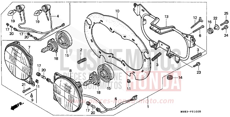 HEADLIGHT (1) for Africa Twin SHASTA WHITE (NH138H) from 1988